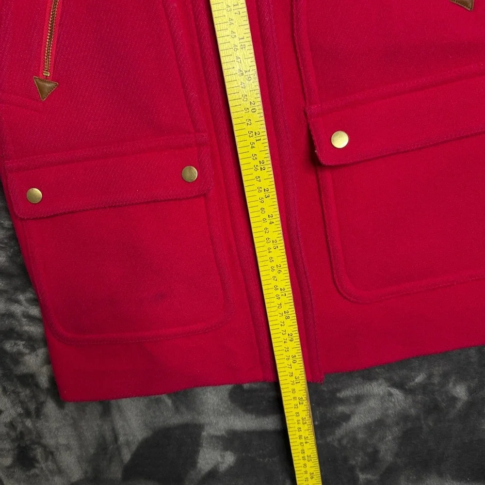 J.Crew Chateau Parka Italian Stadium Cloth Pink Wool Faux Fur Hood Coat 4P - Picture 3 of 9